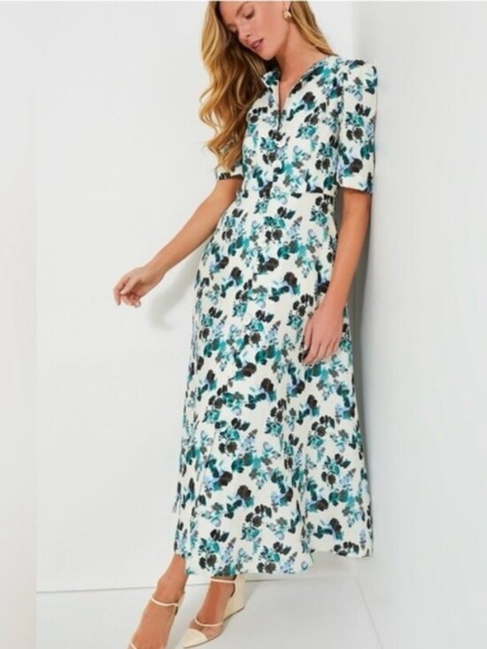 Tuckernuck Dresses & Skirts - Tuckernuck Blue Blooms Linen Midi Dress Size XS NWT